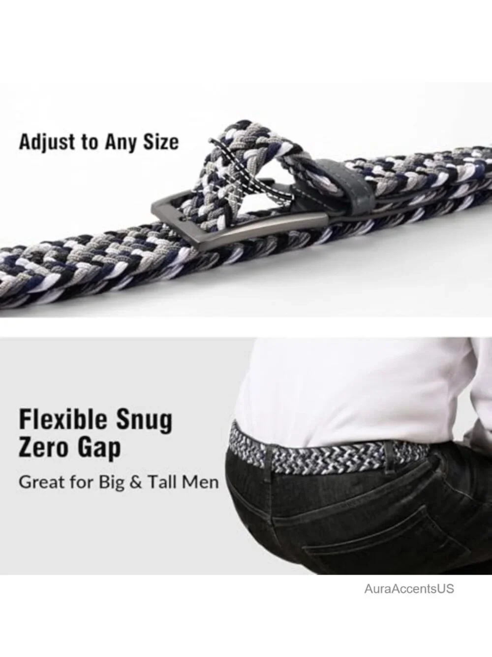Braided Stretch Golf Belt for Men and Women Elastic Woven Fabric Rope Belts